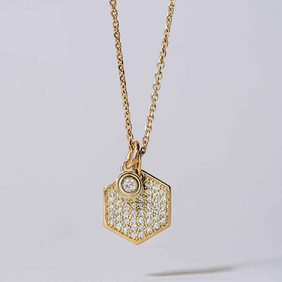 Sunray 18K Gold Pendant w. Lab-Grown Diamonds