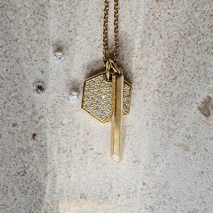 Sunray 18K Gold Pendant w. Lab-Grown Diamonds