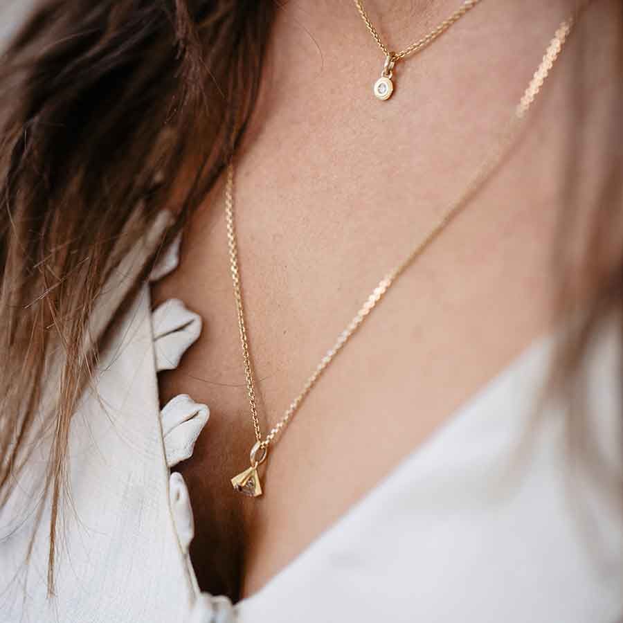 ReMind 18K Gold Pendant w. Lab-Grown Diamond