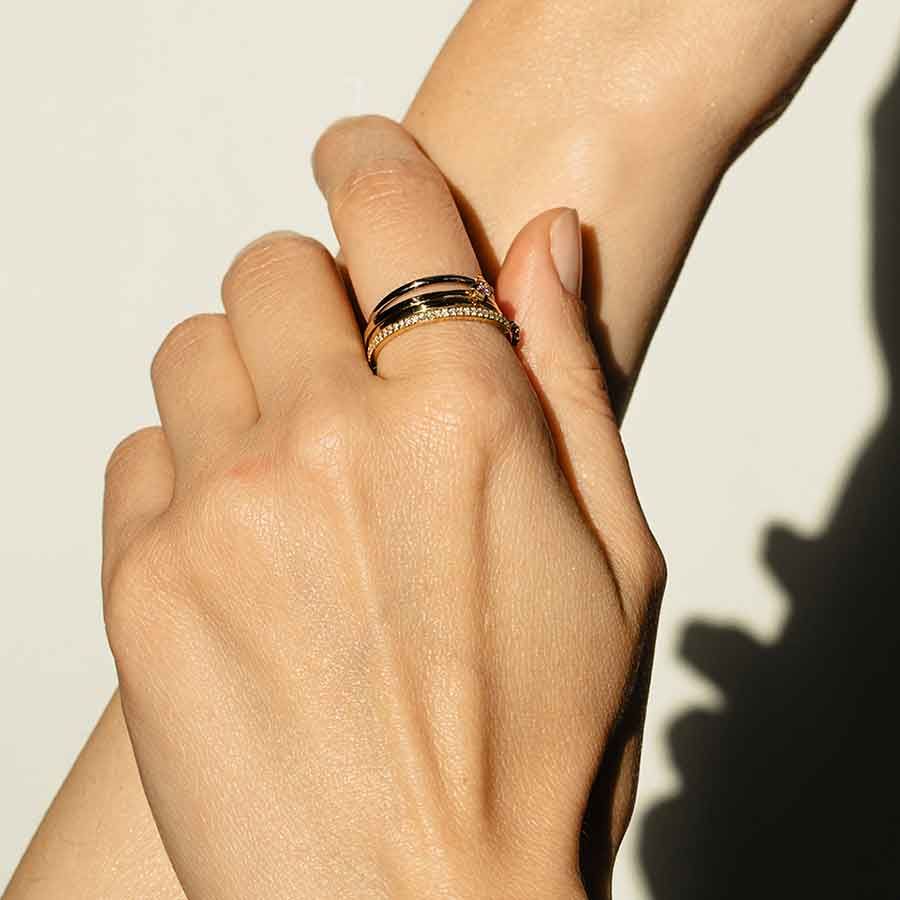 Wilderness Eternity 18K Gold Ring w. Lab-Grown Diamonds