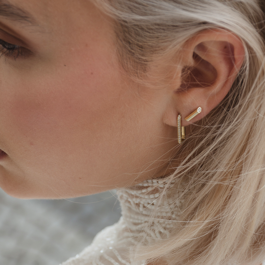 Wilderness 18K Gold Earrings w. Lab-Grown Diamond