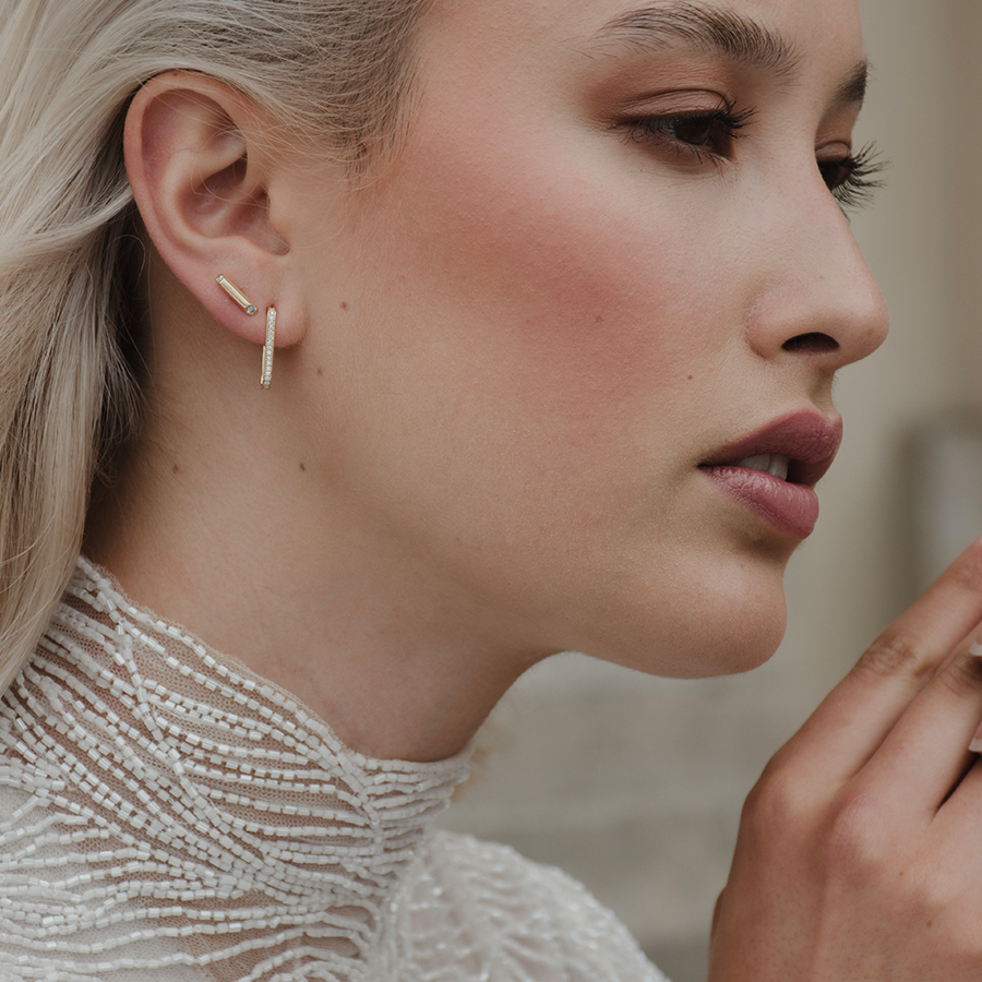 Wilderness 18K Gold Earrings w. Lab-Grown Diamond