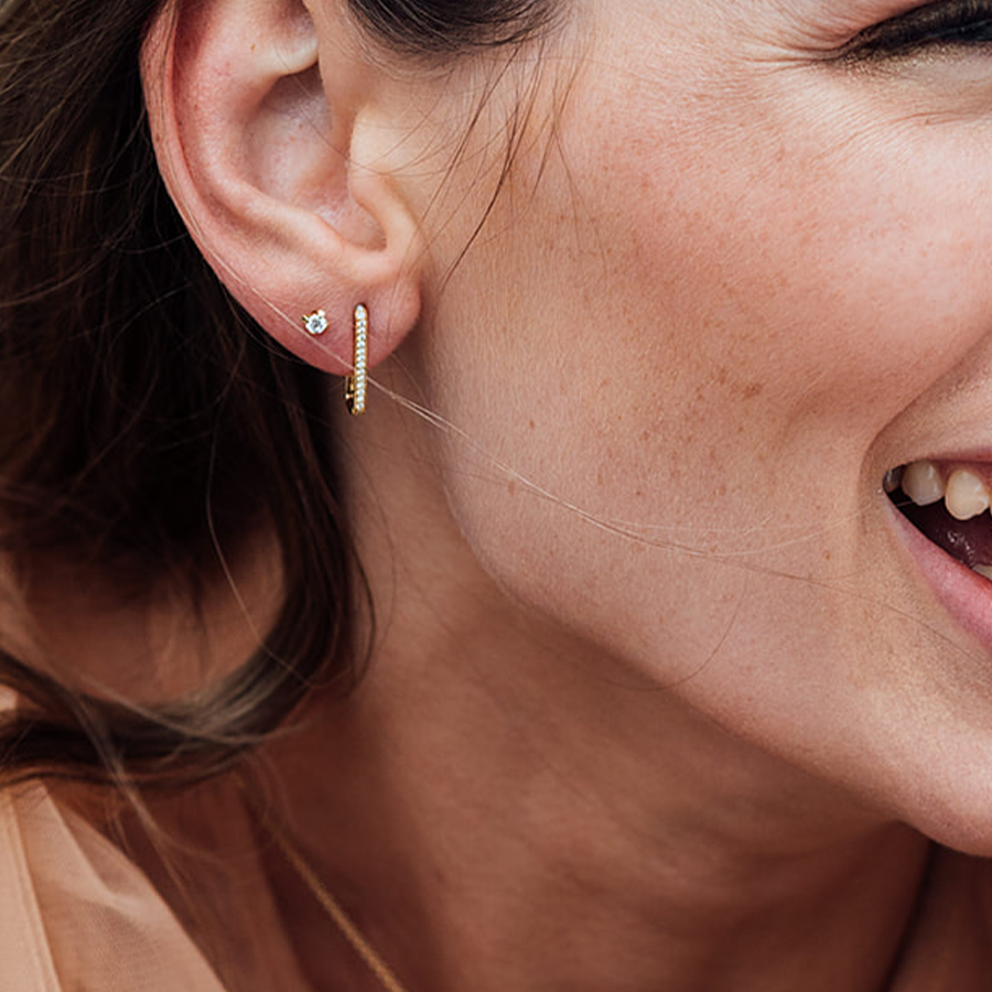 Wilderness 18K Gold Earrings w. Lab-Grown Diamond