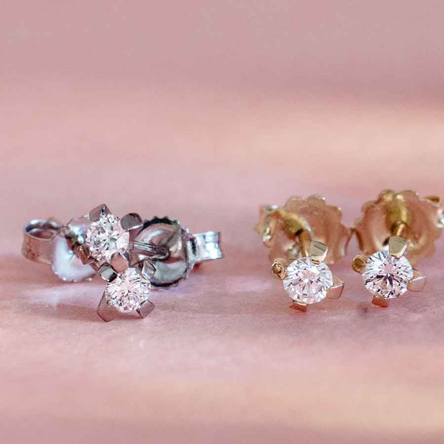 ReMind 18K goldene Ohrstecker I Labor-Diamanten