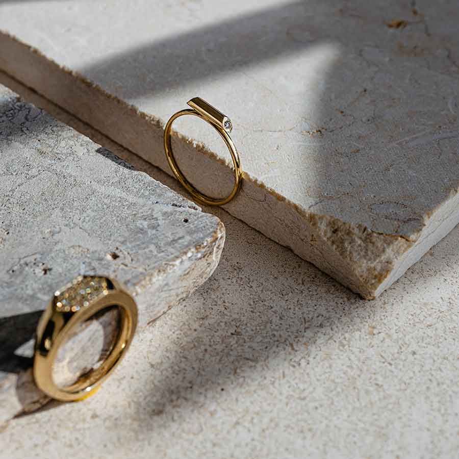 Sunbeam 18K Gold Ring w. Lab-Grown Diamond