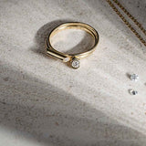 Sunbeam 18K Gold Ring w. Lab-Grown Diamond