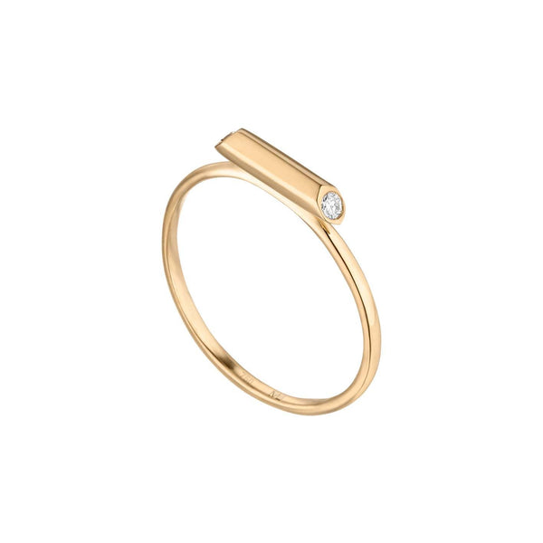Sunbeam 18K Gold Ring w. Lab-Grown Diamond
