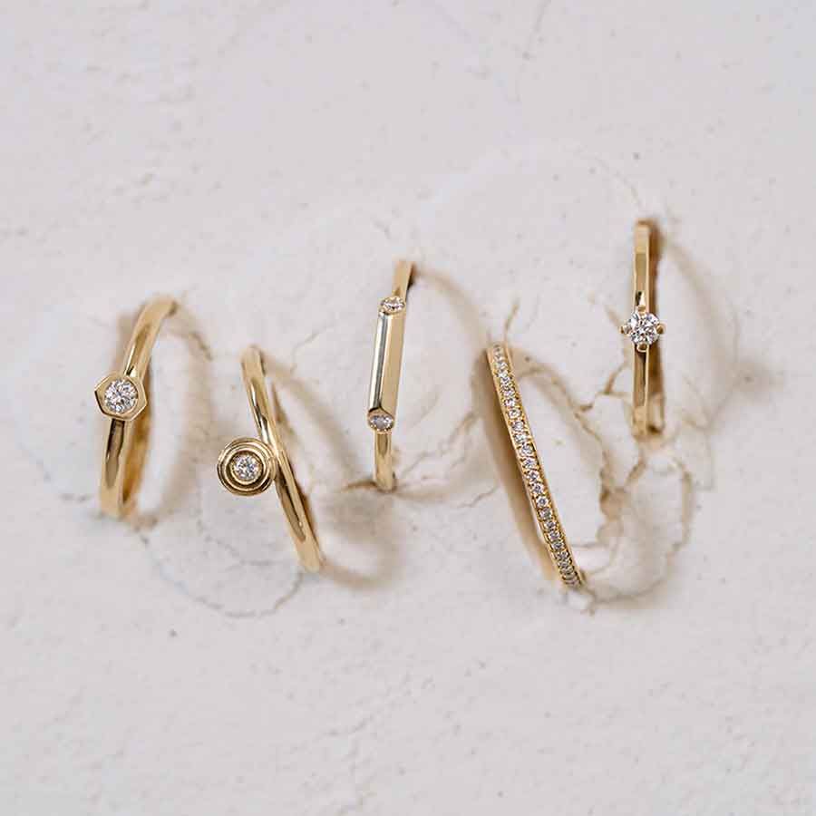 Sunray 18K Gold Ring w. Lab-Grown Diamond