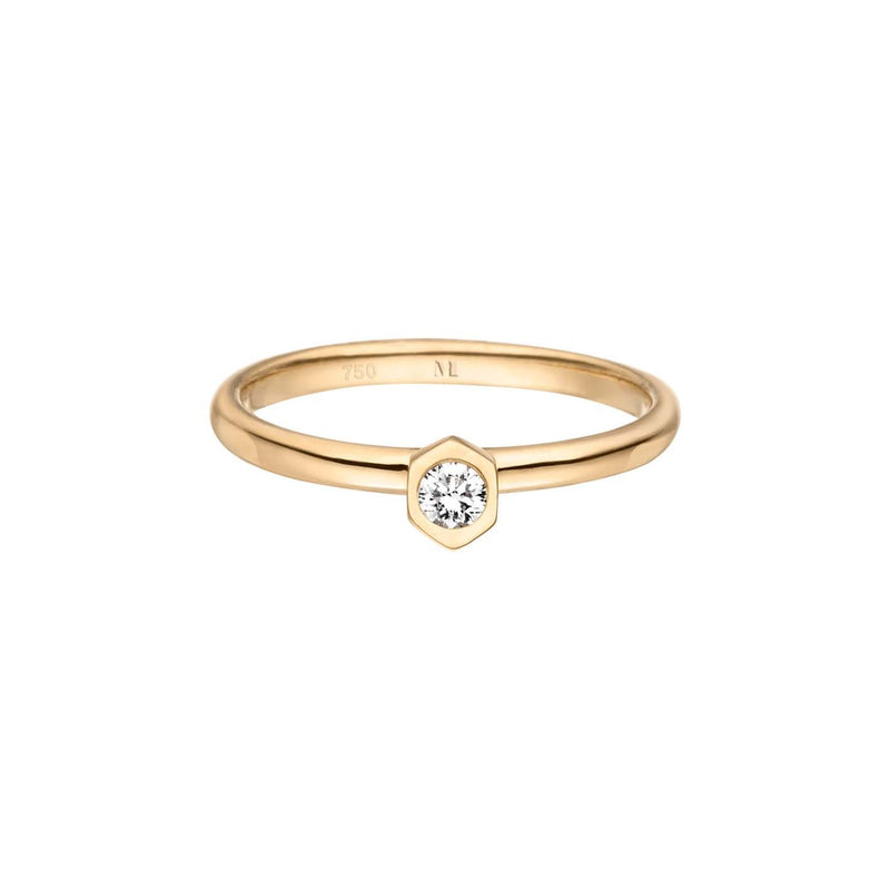 Sunray 18K Gold Ring w. Lab-Grown Diamond