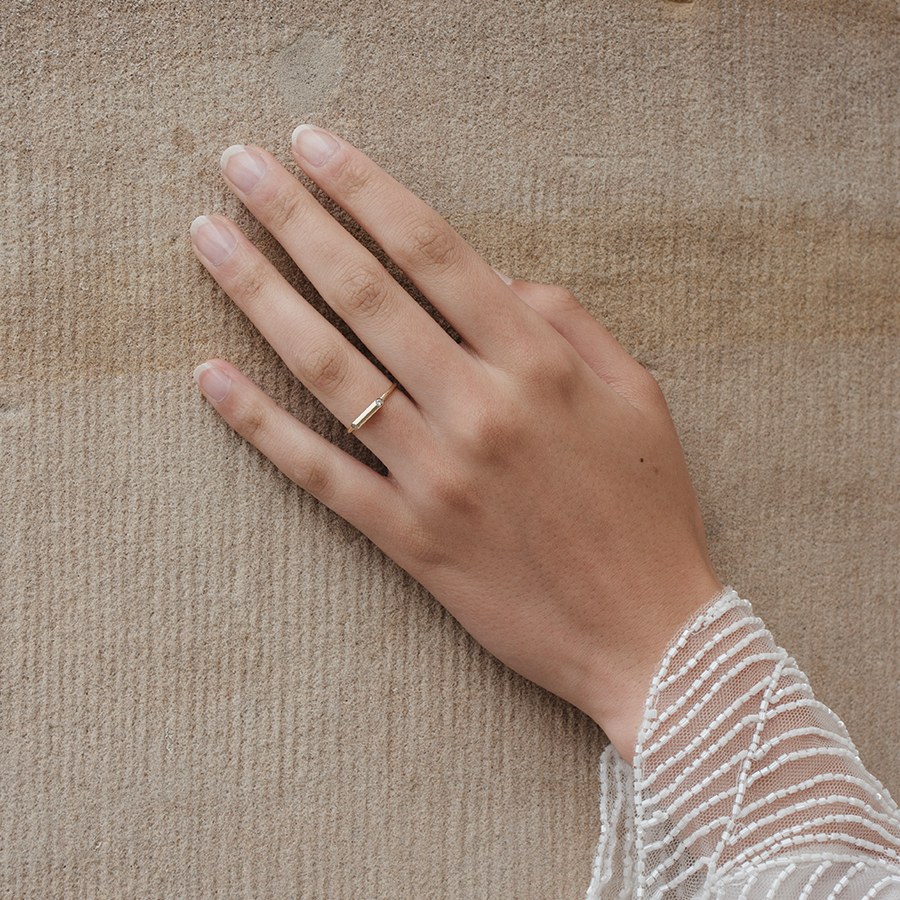 Sunbeam 18K Gold Ring w. Lab-Grown Diamond