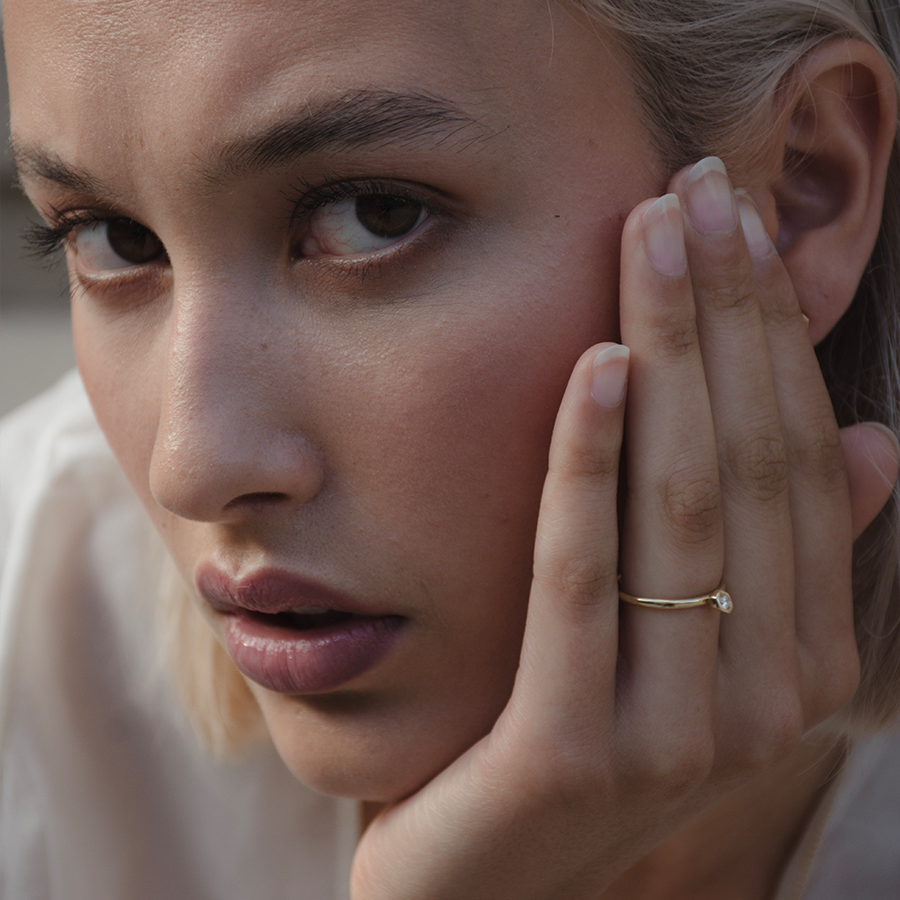 Sunray 18K Gold Ring w. Lab-Grown Diamond