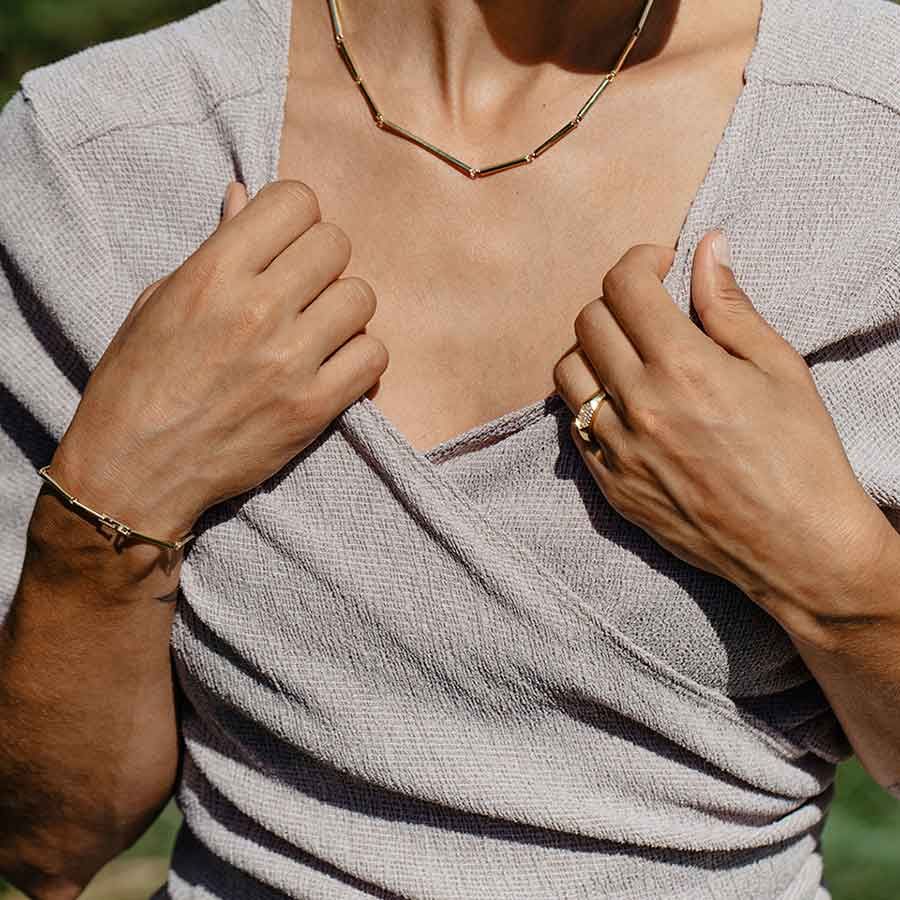 Sunray Signet 18K Guld Ring m. Lab-Grown Diamanter