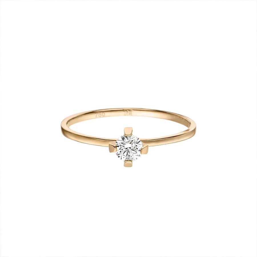 ReMind medium Solitaire 18K Gold Ring w. Lab-Grown Diamond