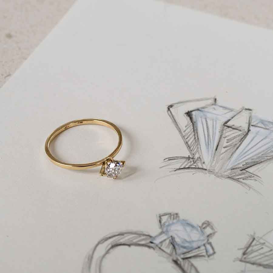 ReMind Solitaire 18K Gold or Whitegold Ring w. Lab-Grown Diamond