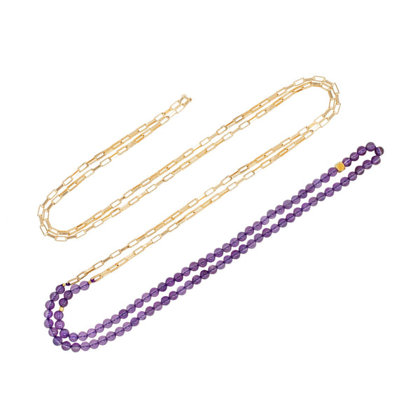 Multi Gold Plated Necklace w. Amethyst