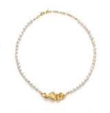 Seaweed Pearly Gold Plated Necklace w. Beads