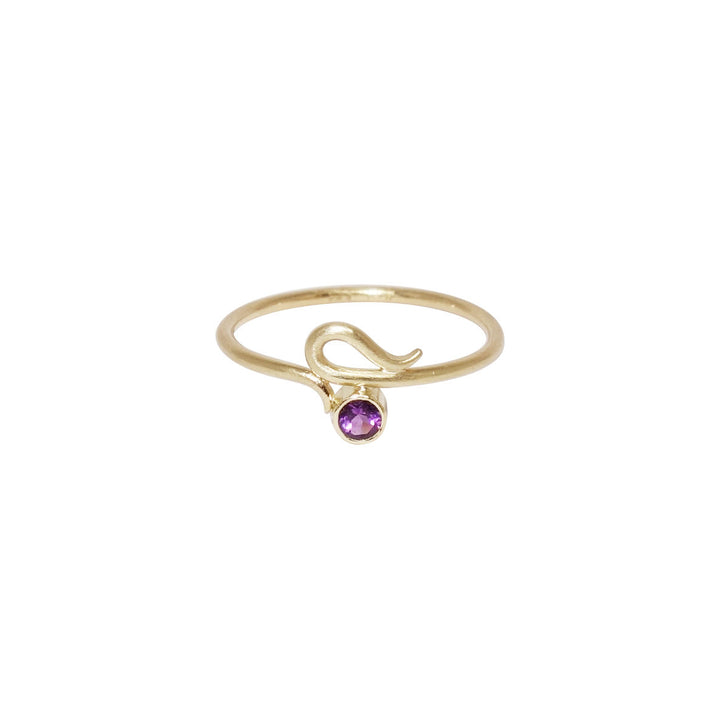 Serpentine 14K Gold Ring w. Amethyst