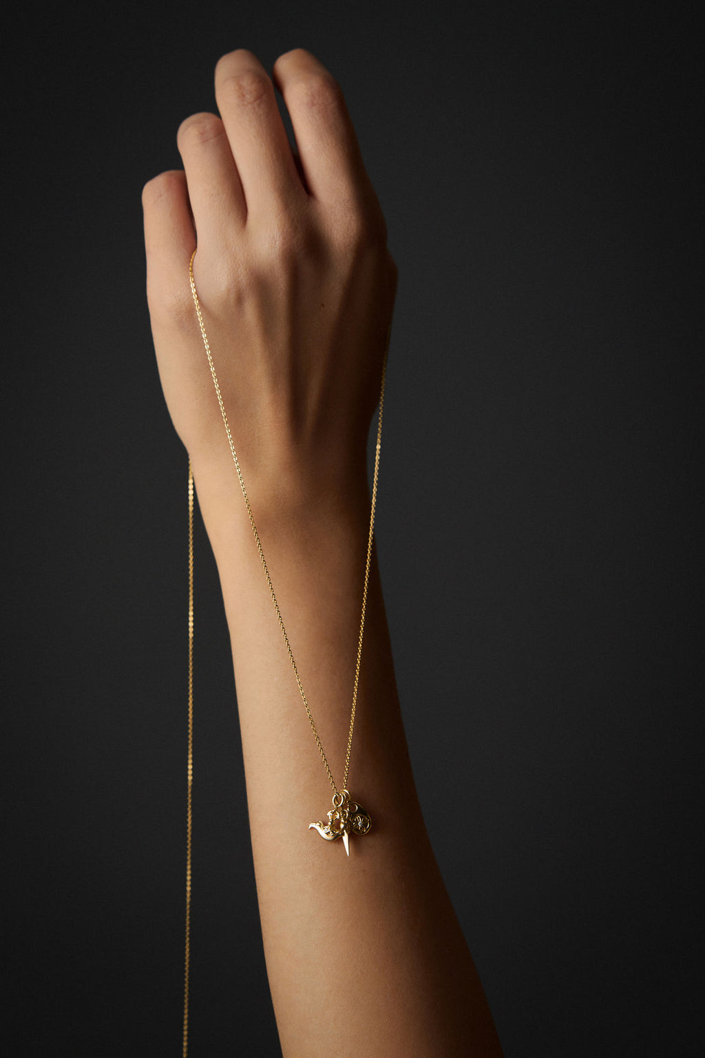 Laughing Skull Phurpa 18K Gold Pendant w. Diamond