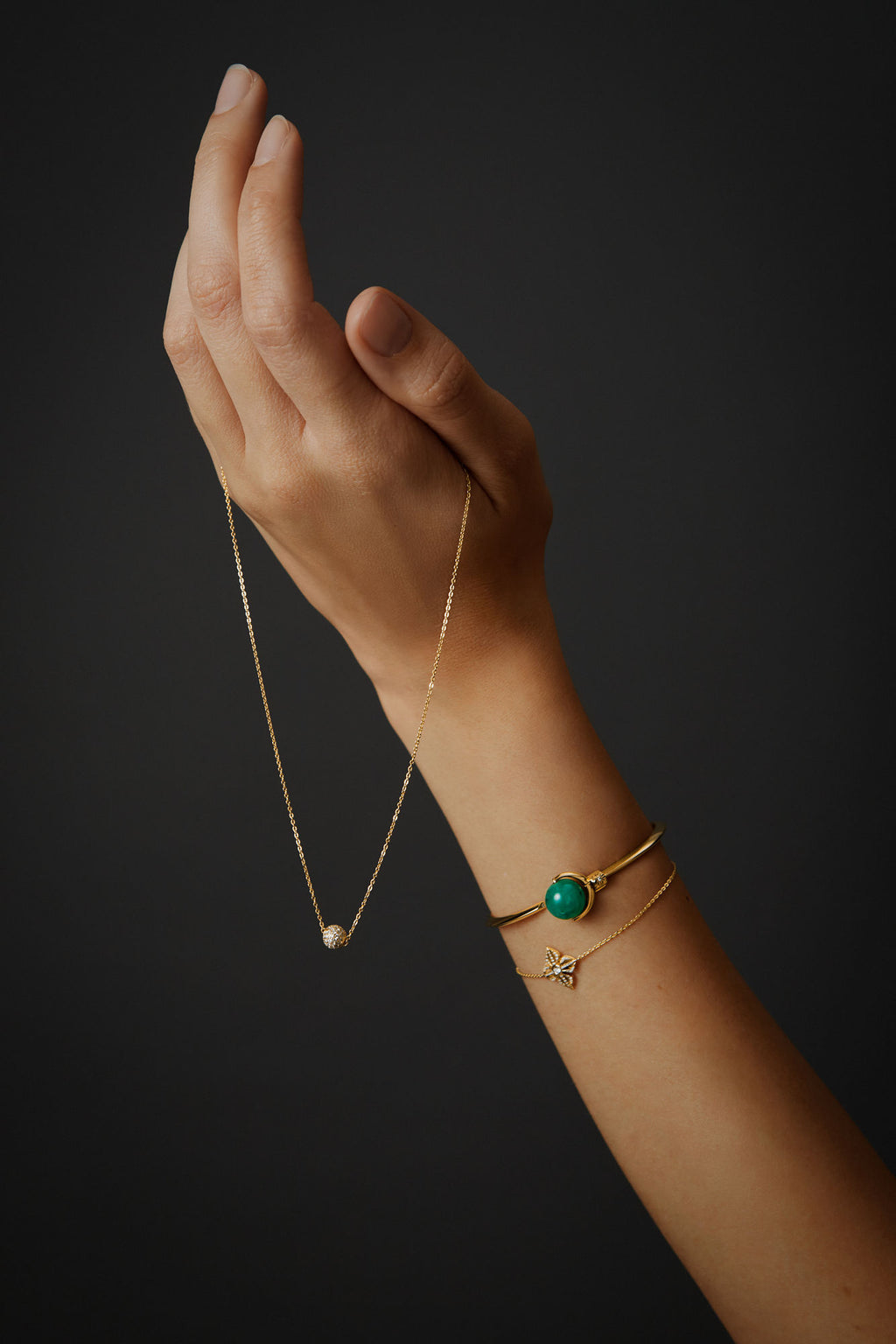 Diamond Pavé 18K Gold Necklace w. Diamond