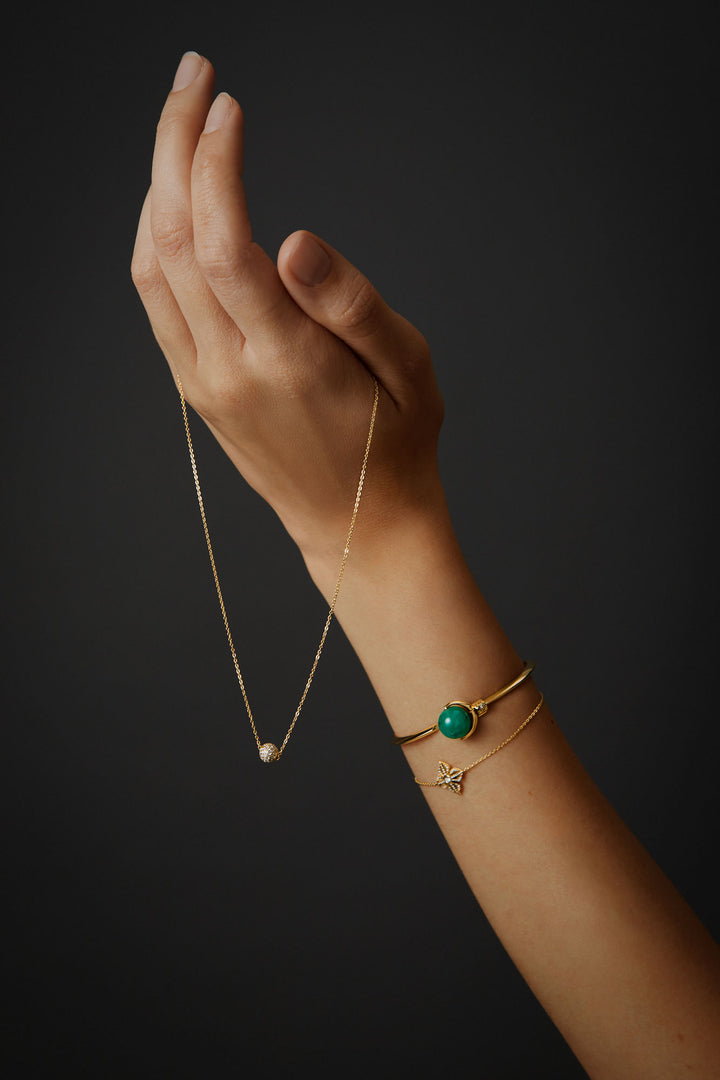 Diamond Pavé 18K Gold Necklace w. Diamond