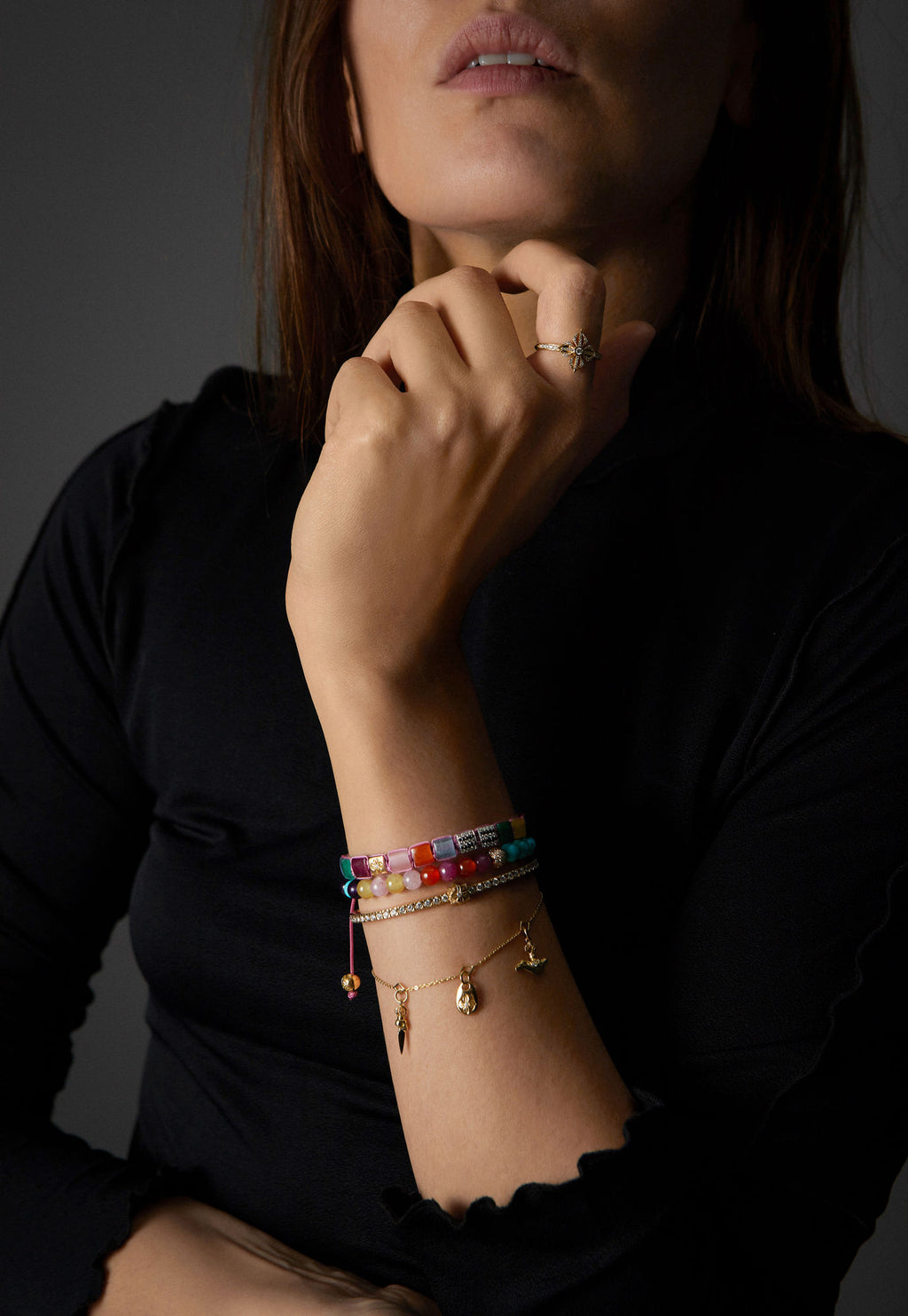 Star of Shamballa Pavé 18K Gold Ring w. Diamonds