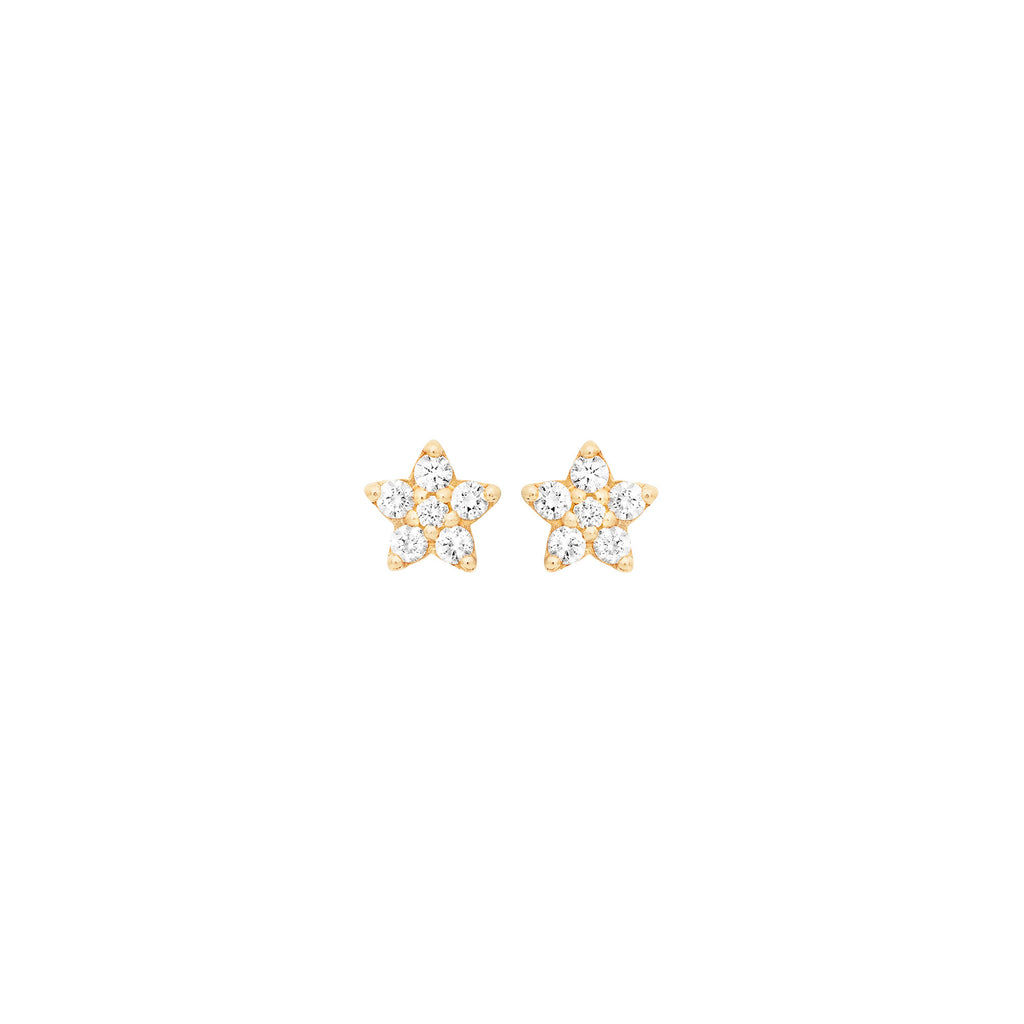 Mini Shooting Stars 18K Gold Earrings w. Diamond