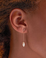 Short Swinging 18K Rosegold Earrings w. Malachite & Pearl