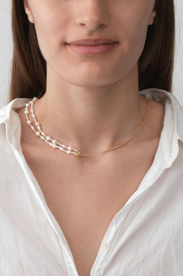 Sprezzatura Gold Plated Necklace w. Pearls