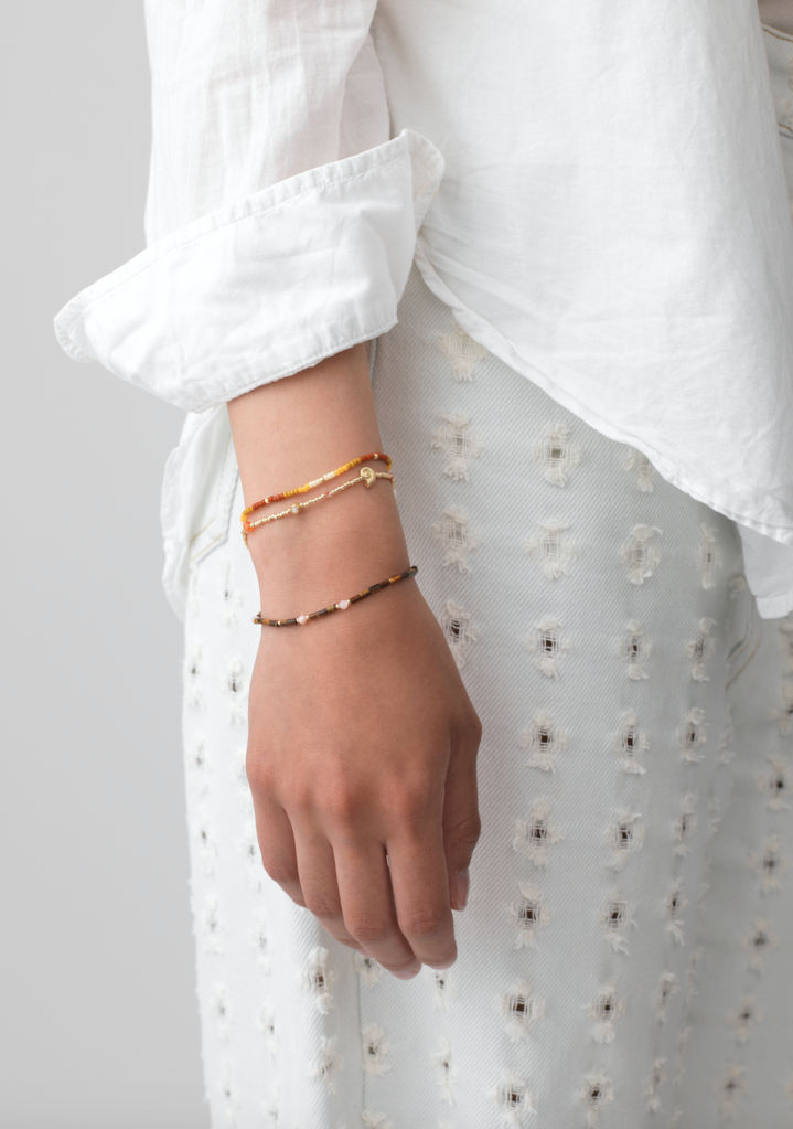 Spirale D'or Gold Plated Bracelet w. Beads & Pearls