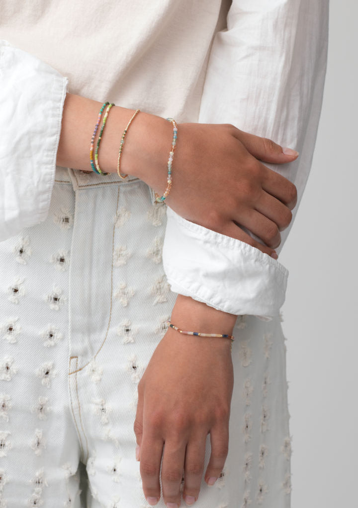 Tie-Dye Armband I Vergoldet I Seegrüne Schmuckperlen