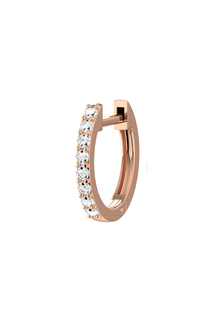 Small Line 18K Rose Gold Hoop w. Lab-Grown Diamonds