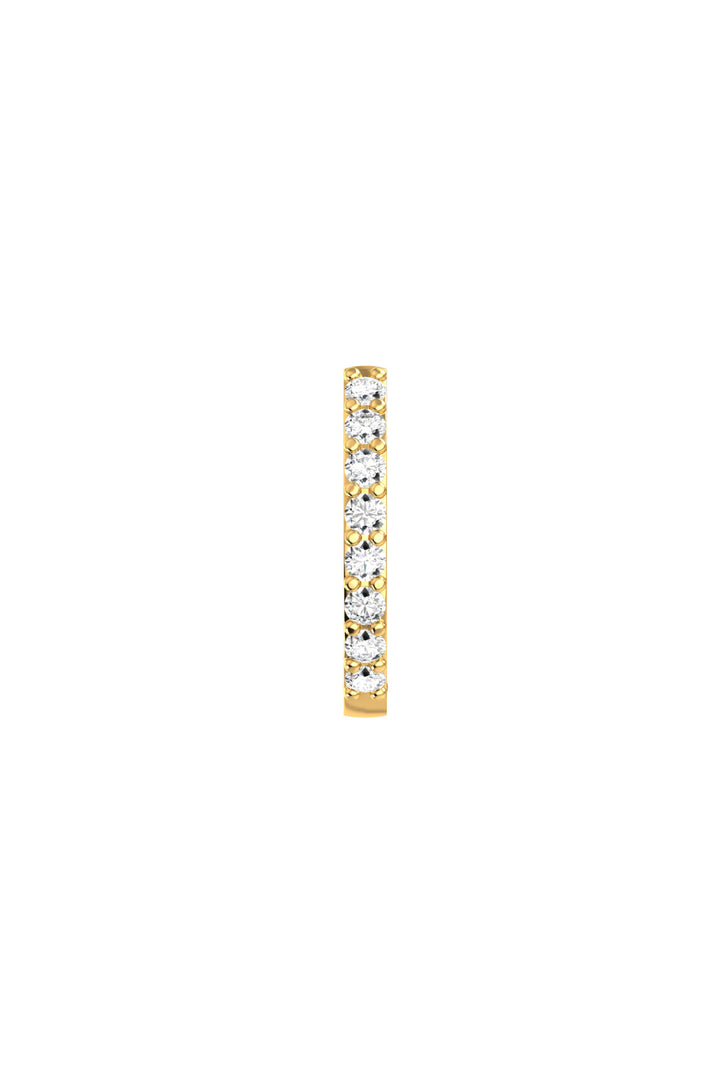 Small Line 18K Gold Hoop w. Lab-Grown Diamonds