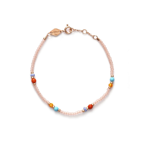 Soho Gold Plated Bracelet w. Pink/Rose & Mixed coloured Beads