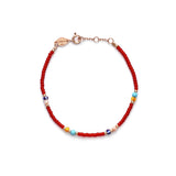 Soho Gold Plated Bracelet w. Red & Mixed coloured Beads