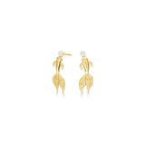 Solid Koi Gold Plated Earrings w. Pearl