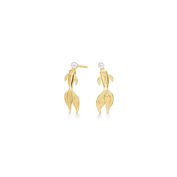 Solid Koi Ohrringe goldplattiert I Weiße Perle