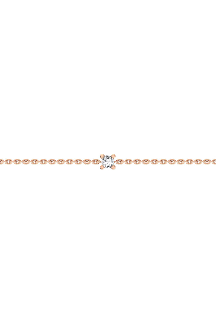Solitaire 18K Rose Gold Bracelet w. Lab-Grown Diamond
