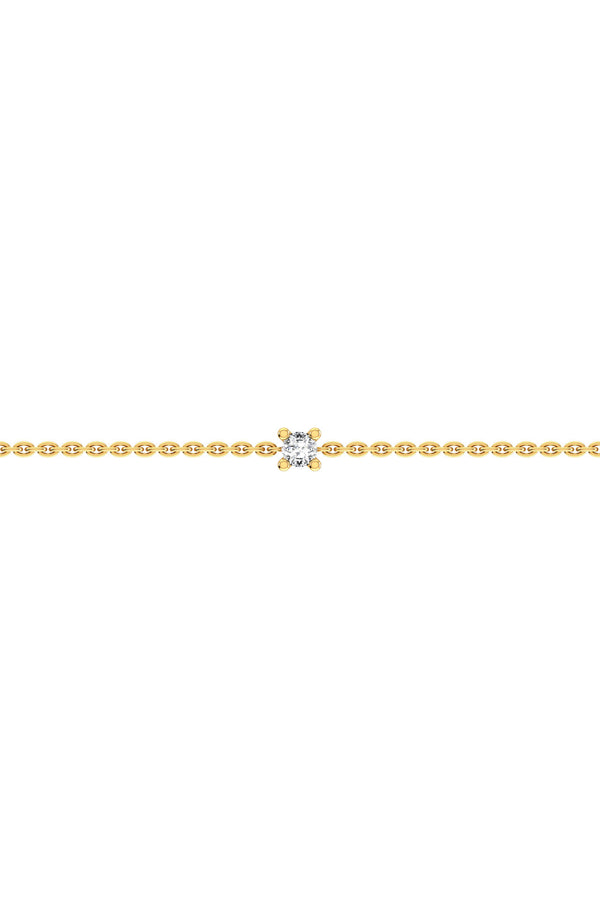 Solitaire 18K Gold Bracelet w. Lab-Grown Diamond