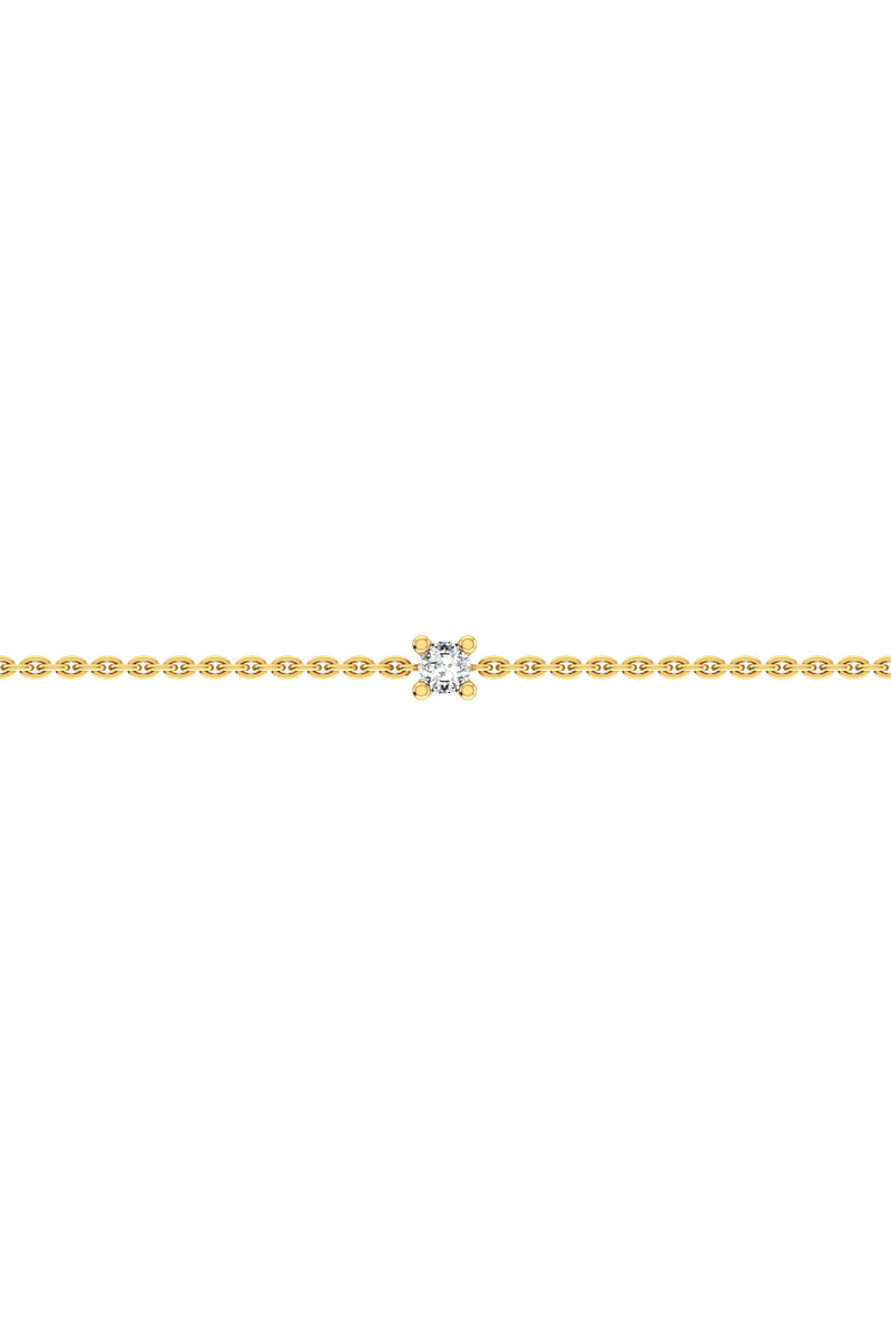Solitaire 18K Gold Bracelet w. Lab-Grown Diamond