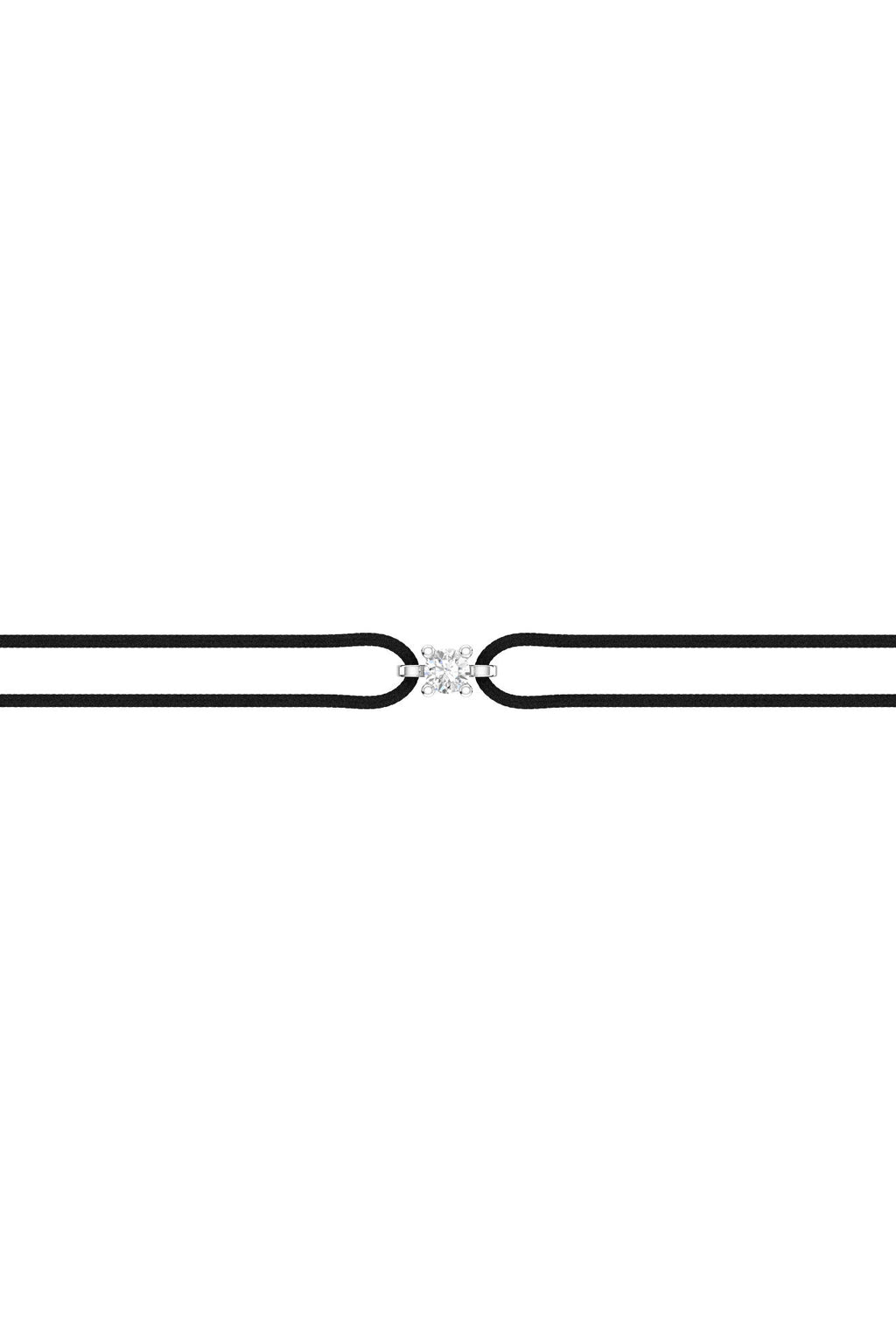 Solitaire Cord 18K White Gold Bracelet w. Lab-Grown Diamond