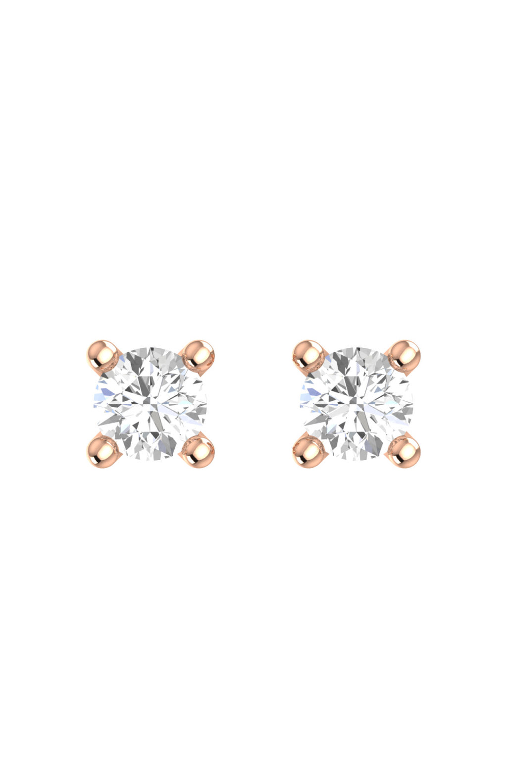Solitaire 18K Rose Gold Earrings w. Lab-Grown Diamonds