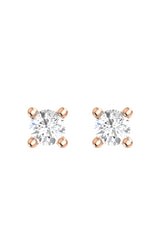 Solitaire 18K Rose Gold Earrings w. Lab-Grown Diamonds