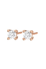 Solitaire 18K Rose Gold Earrings w. Lab-Grown Diamonds