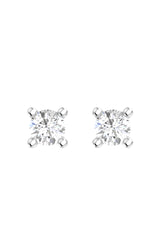 Solitaire 18K White Gold Earrings w. Lab-Grown Diamonds