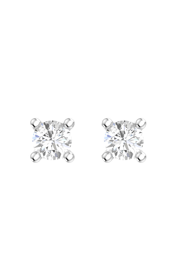 Solitaire 18K White Gold Earrings w. Lab-Grown Diamonds