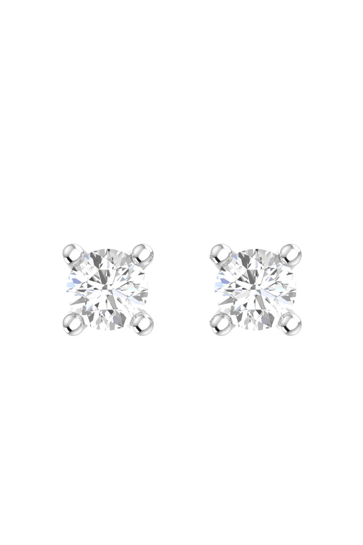 Solitaire 18K White Gold Earrings w. Lab-Grown Diamonds