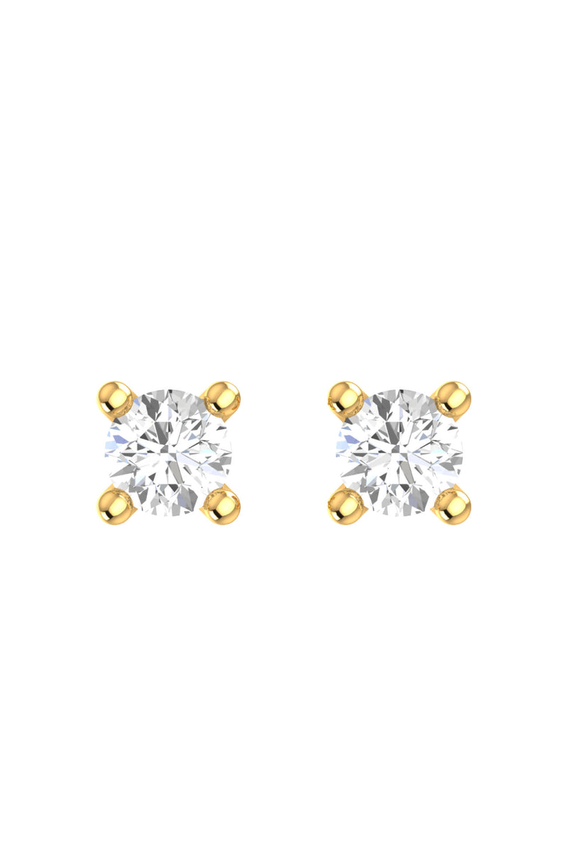 Solitaire 18K Gold Earrings w. Lab-Grown Diamonds