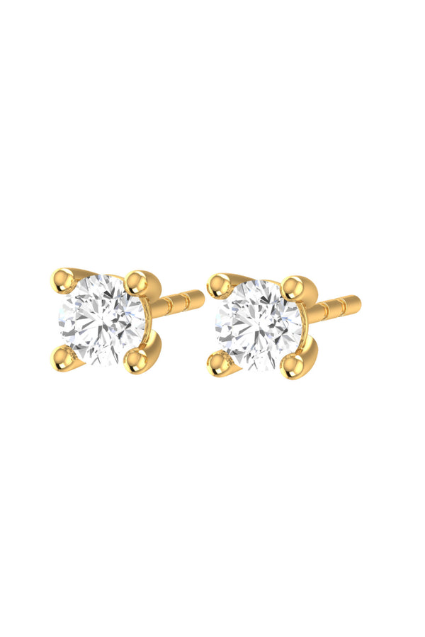 Solitaire 18K Gold Earrings w. Lab-Grown Diamonds