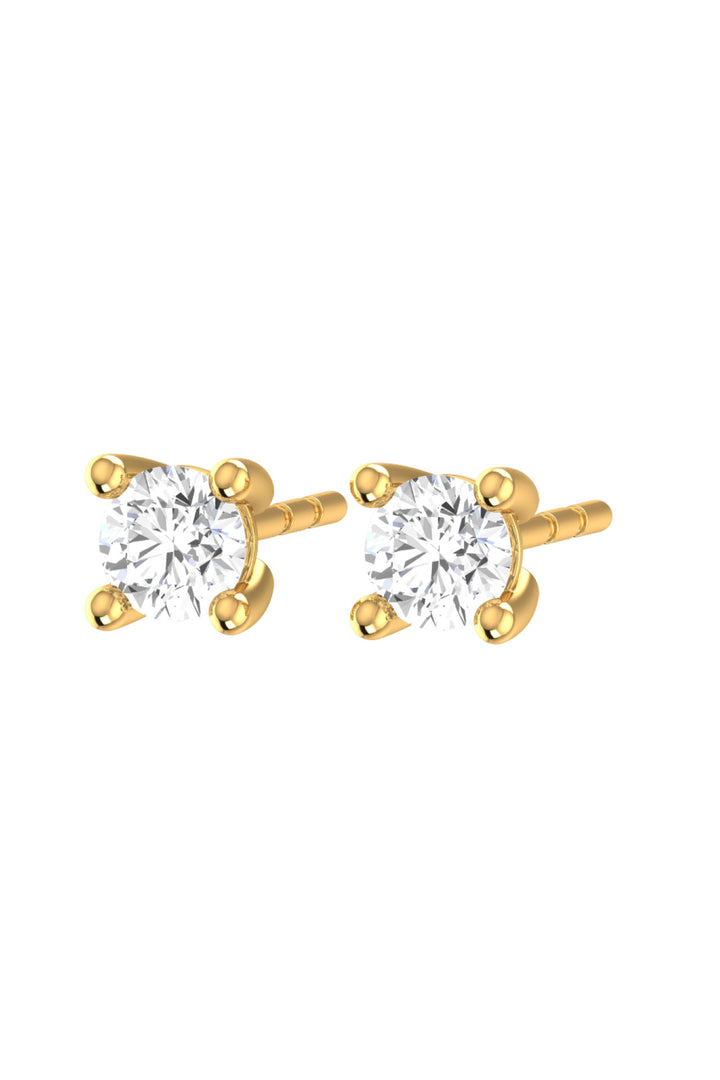 Solitaire 18K Gold Earrings w. Lab-Grown Diamonds