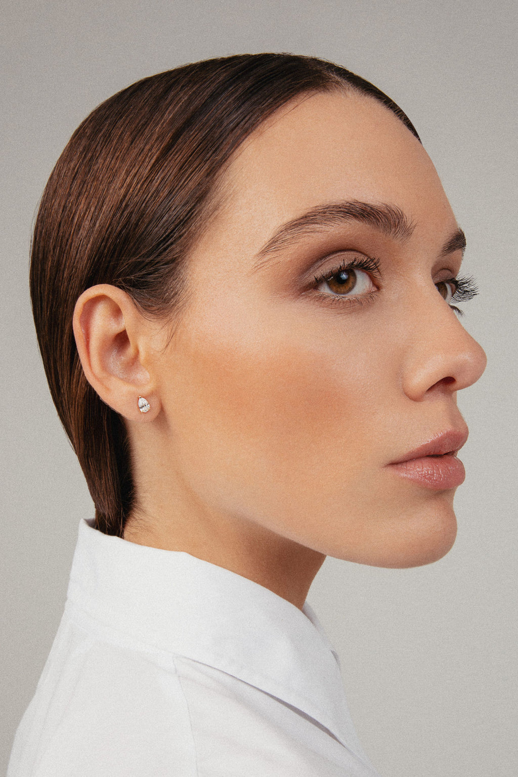 Solitaire Pear 18K Gold Earrings w. Lab-Grown Diamonds